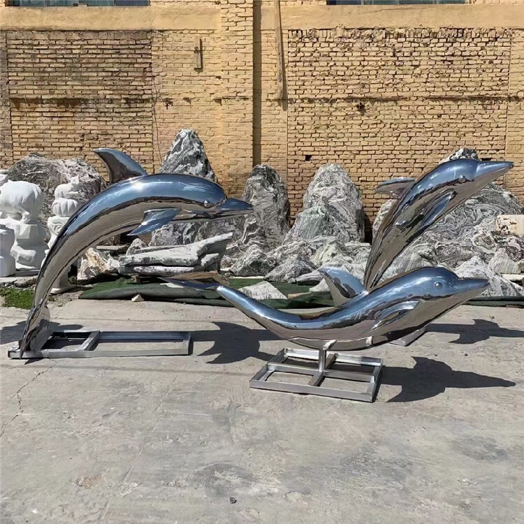 不銹鋼鯨雕塑_海邊雕塑常用不銹鋼_海豚雕塑不銹鋼雕塑